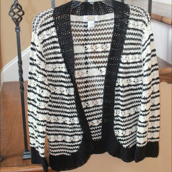 Talbots black white cardigan size L