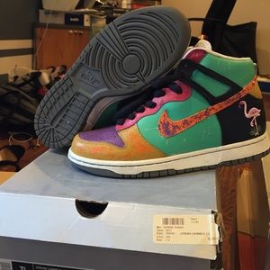 Customized "Flamingos" Nike Dunk High Sz6Y