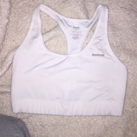 brand new white reebok sports bra