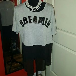 T-Shirt with sheer end