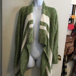 Green and white knit jacket