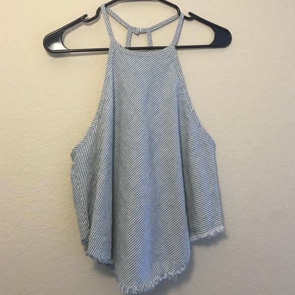 Blue and white striped summer top