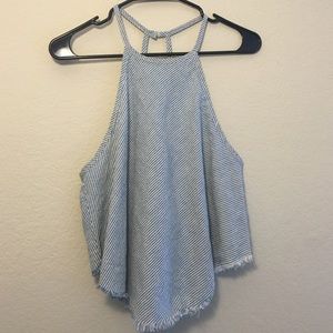 Blue and white striped summer top