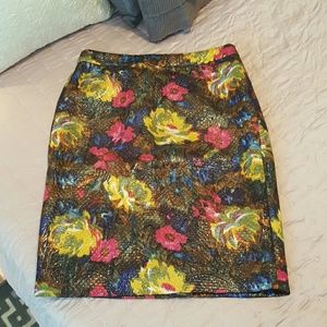 JCrew Metallic Floral Pencil Skirt NWOT 8