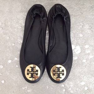 Tory Burch black leather flats