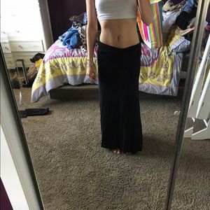 Low rise black maxi skirt