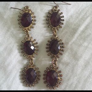 Purple and gold dangly earrings