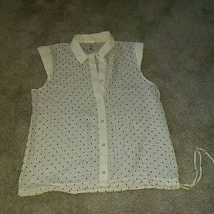 American Apparel cream polka-dot chiffon blouse
