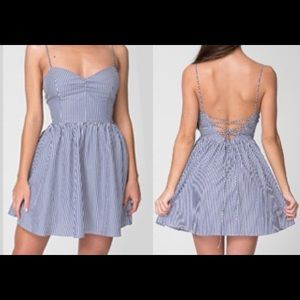 American apparel strappy blue striped dress.