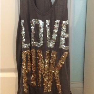 PINK Gold and Silver Tank Top