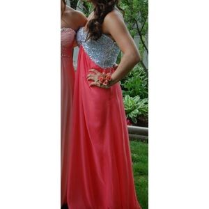 La Femme Coral Prom Dress