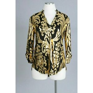 Gold Foil Print Top