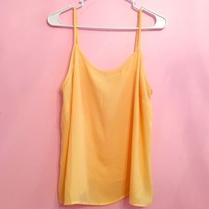 Chiffon yellow spaghetti strap camisole/blouse