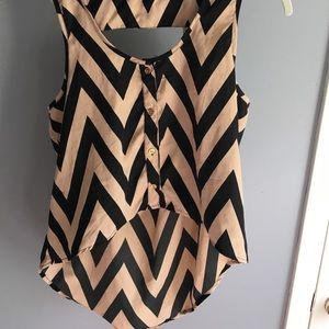 High-low striped, button down tank