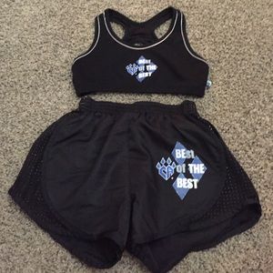 Cheer Athletics Sports bra and running shorts