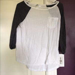 Gray & White Baseball Tee
