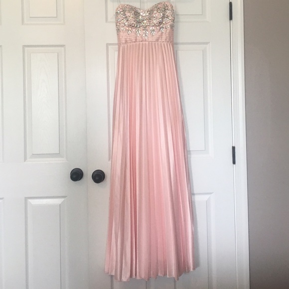 Pink strapless prom dress