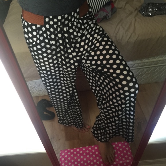 Black and white polka dot pants