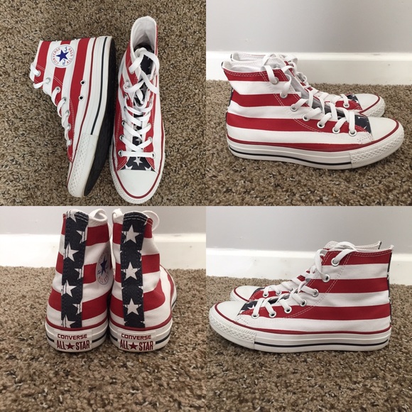 Converse Shoes - American Flag high top converse