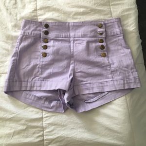 High waisted lavender shorts