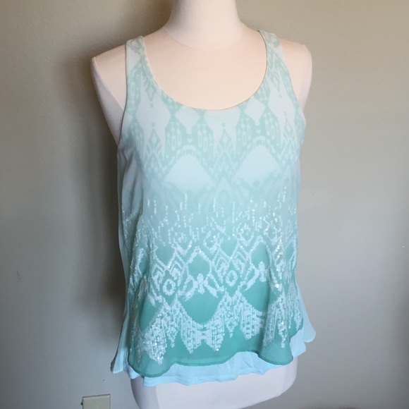 Express Mint Sequined Sleeveless Blouse