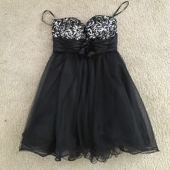 Sequins, strapless black formal/prom dress