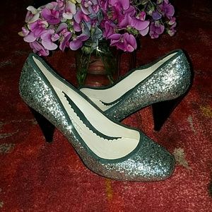 Silver glitter heels