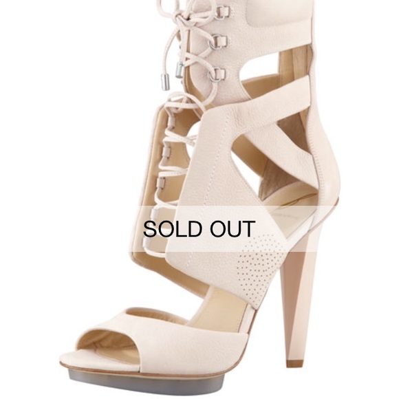 B Brian Atwood Sporty Lace Up Zip Heeled Sandal