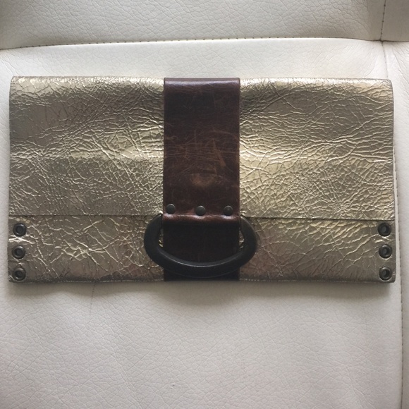 Gold & brown clutch - Picture 1 of 4