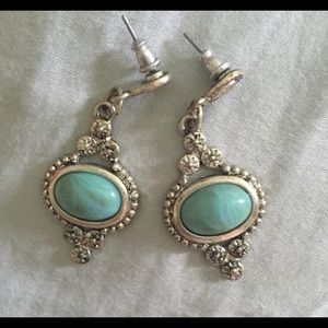 Silver and turquoise dangly earrings