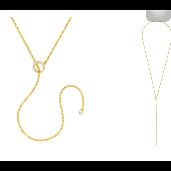 Baublebar NWT Gold Enigma long chain lariat w/pave
