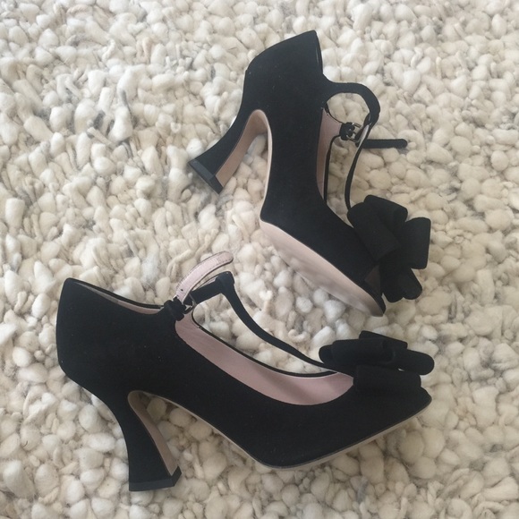 MiuMiu 85MM Bow T-strap Peep - Picture 2 of 4