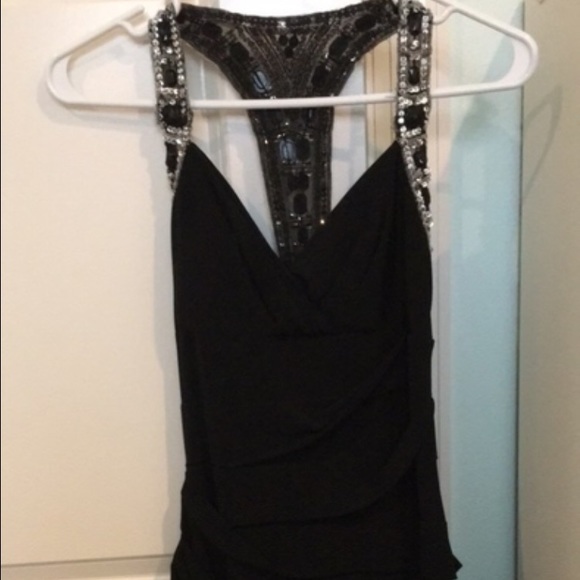 Black tight plunge dress with sparkles