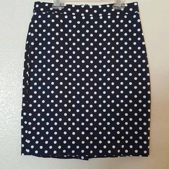 J. Crew Blue and White Polkadot Pencil Skirt - Picture 2 of 4
