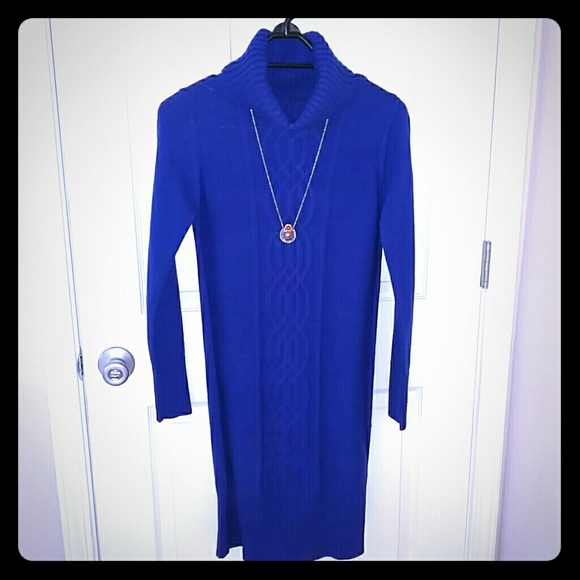 Royal blue sweater dress