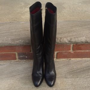 Black leather knee boots