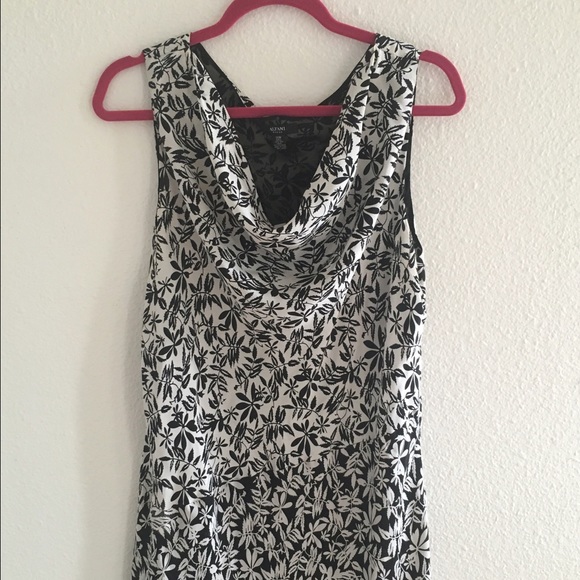 Black & White Draped Neckline Dress