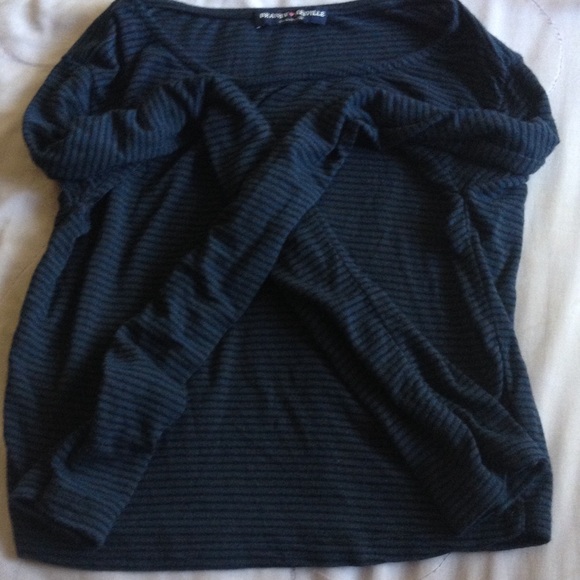 Dark Blue and Black Long Sleeve Crop Top