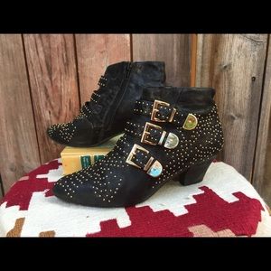 Jeffrey Campbell starburst black leather booties