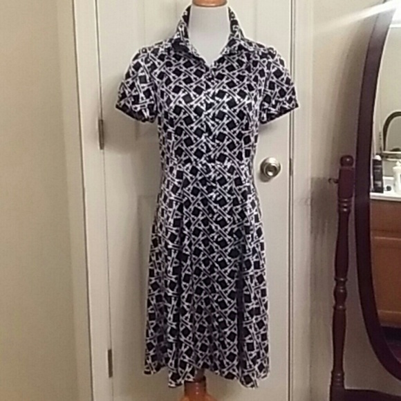 Nautical Print Satin Shirt Dress