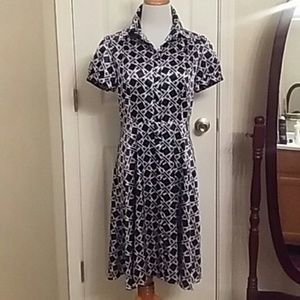 Nautical Print Satin Shirt Dress