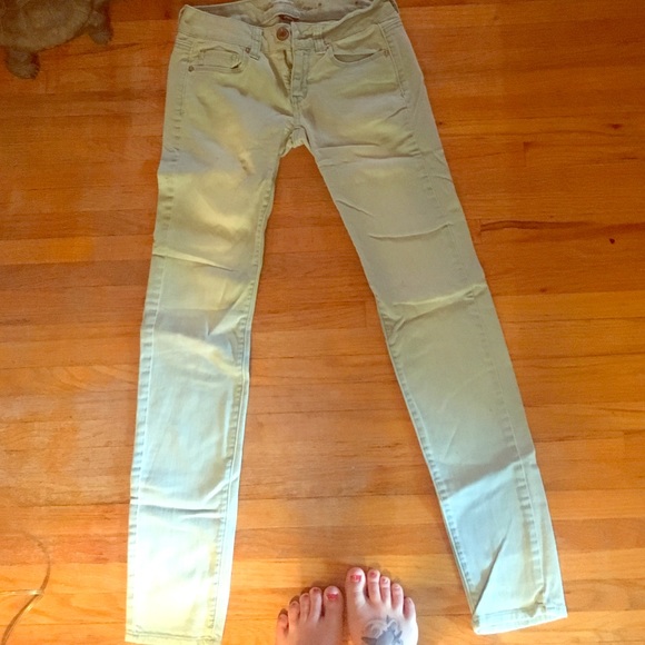 Mint green skinny jeans