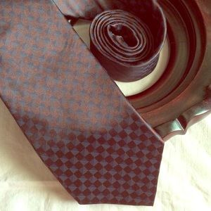 Alfani Accessories - Alfani Mahogany Red Checkered Navy Blue Tie Sheen Alfani Accessories - Alfani Mahogany Red Checkered Navy Blue Tie Sheen