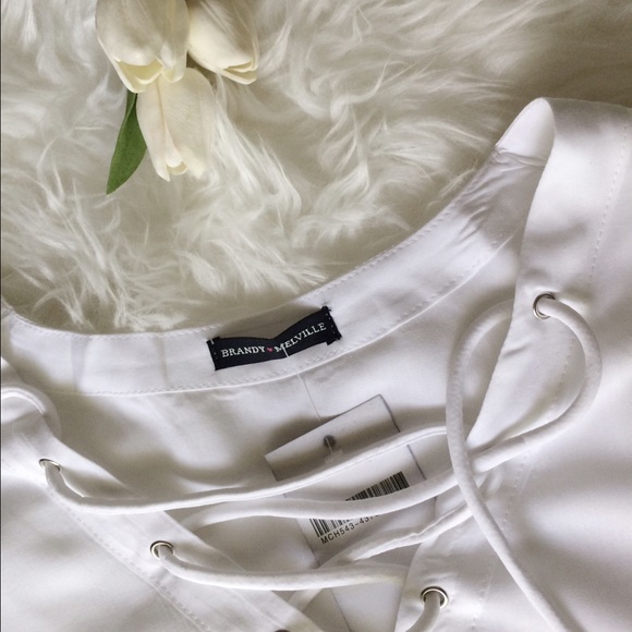Brandy Melville Tops - Brandy Melville Lace Up Top White