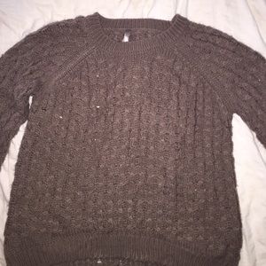 Brown sweater with black elbow patch