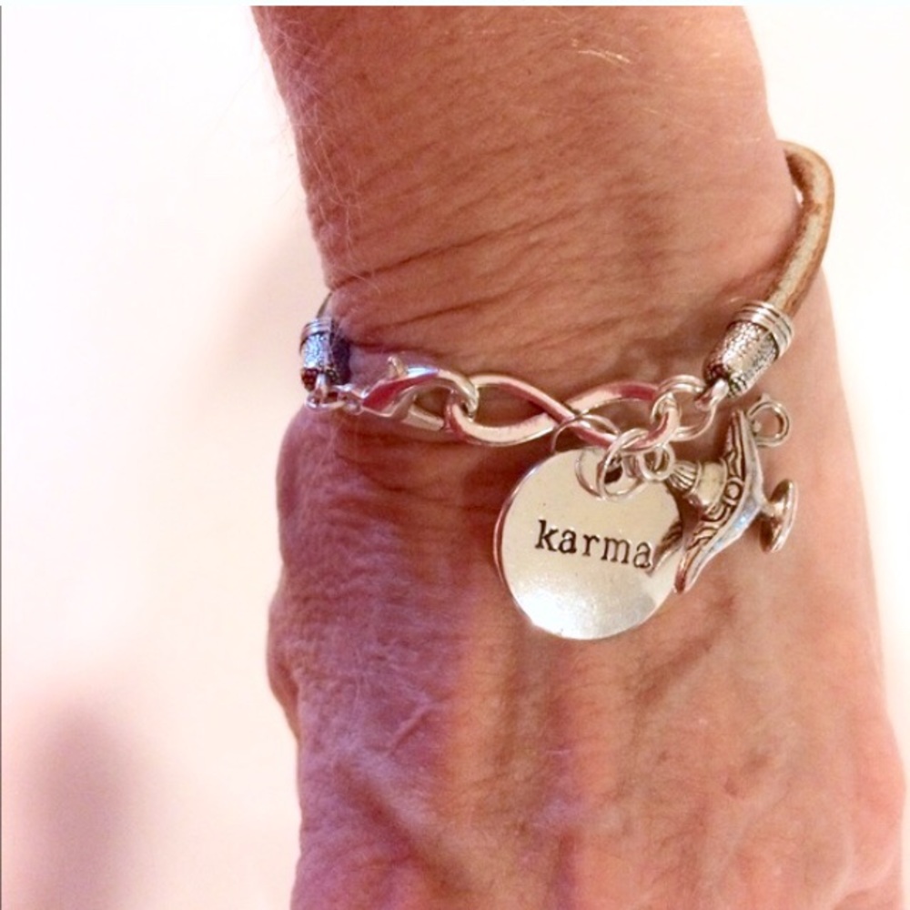 Leather charm infinity bracelet