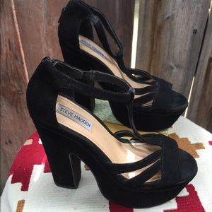 Steve Madden black suede chunky platforms