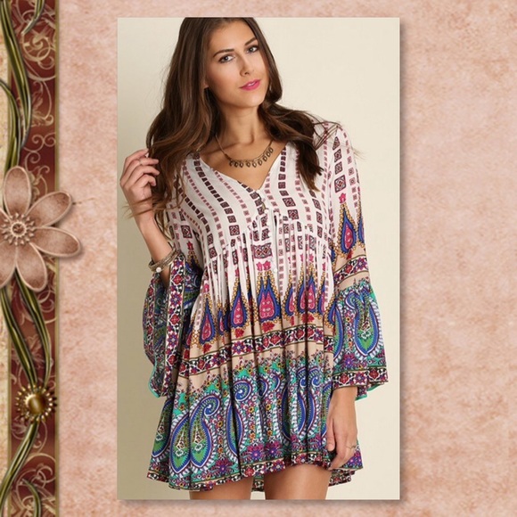 Glam Squad 2 You Dresses & Skirts - 5⭐RATED LAST 1 🆕Boho V-Neck Mini Peasant Dress
