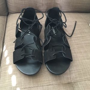 Black lace up gladiator like sandals