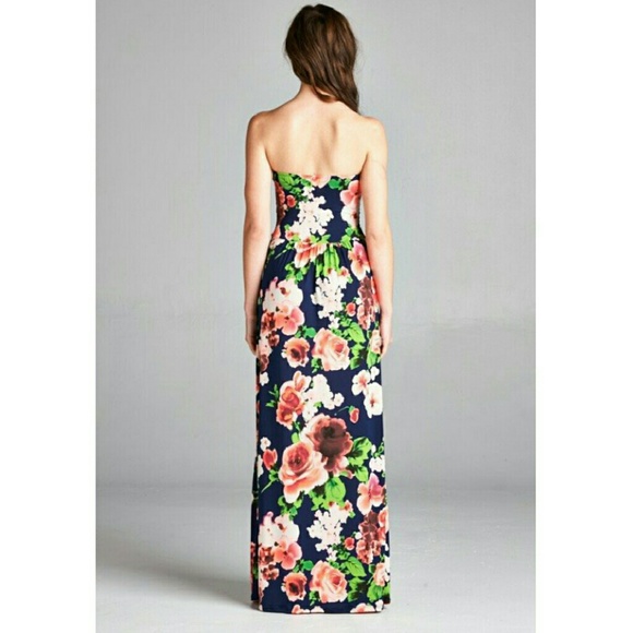 Navy blue bold floral maxi dress Vanilla Bay small - Picture 4 of 4